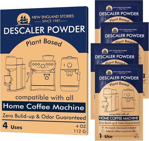 Descaling Powder Solution (4 Uses) Removes Scale and Build-Up, Automatic Coffee Pots & Makers & Espresso Machines Descaler, Compatible with Keurig Breville Nespresso Delonghi Ninja in Saudi Arabia