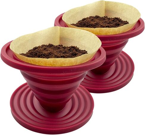 Attsky Collapsible Pour Over Coffee Dripper for Camping, 2-Pack, Red in Saudi Arabia