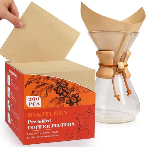 BYKITCHEN 200 Count Unbleached Pour Over Coffee Filters, Square in Saudi Arabia