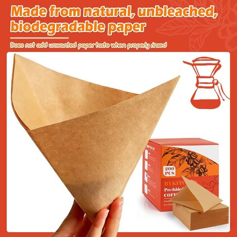 BYKITCHEN 200 Count Unbleached Pour Over Coffee Filters, Square in Saudi Arabia