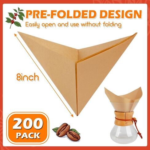 BYKITCHEN 200 Count Unbleached Pour Over Coffee Filters, Square in Saudi Arabia