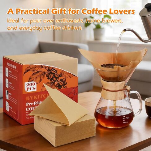 BYKITCHEN 200 Count Unbleached Pour Over Coffee Filters, Square in Saudi Arabia