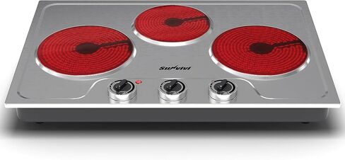 Sunvivi 1800W Triple Burner Portable Electric Ceramic Stove – Knob Control, Indicator Light, Compatible with All Cookware, Ideal for Multiple Cooking Scenarios, Silver in Saudi Arabia