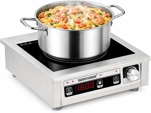 Commercial Induction Cooktop 1800W 120V, Countertop Induction Burner with 304 Stainless Steel Body, 9.25" Copper Coil, 18H Timer, Portable Induction Cooktop for Restaurants Catering in Saudi Arabia