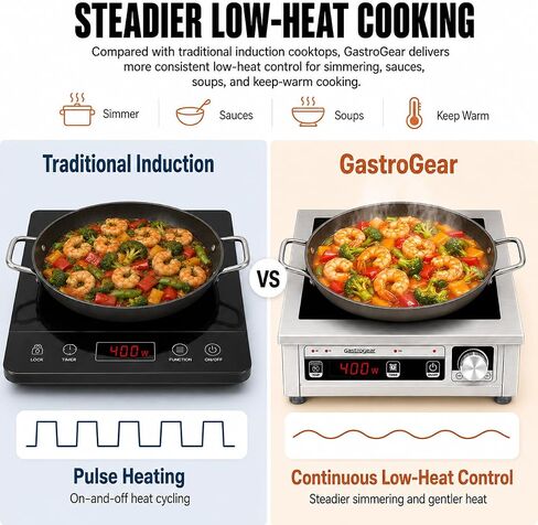 Commercial Induction Cooktop 1800W 120V, Countertop Induction Burner with 304 Stainless Steel Body, 9.25" Copper Coil, 18H Timer, Portable Induction Cooktop for Restaurants Catering in Saudi Arabia