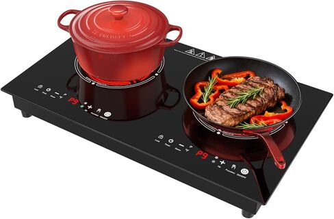 WABK 2 Burner Electric Cooktop 110V, 3000W Electric Ceramic Glass Stove Top in Saudi Arabia