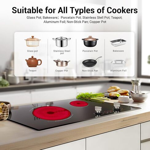 Electric Cooktop 2 Burner, 21" Built-in Ceramic Cooktop with Knob Control in Saudi Arabia