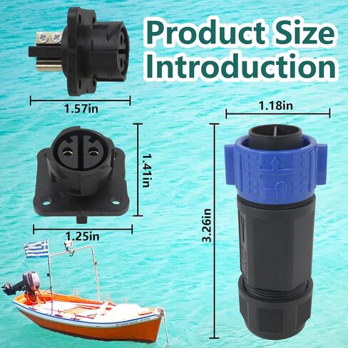 Trolling Motor Plug Receptacle Set, 12V/24V/ 36V/48V Plug for Trolling Motor, Electric Down Riggers, Deep Drop Electric Fishing Reels and DC Powered Connector in Saudi Arabia