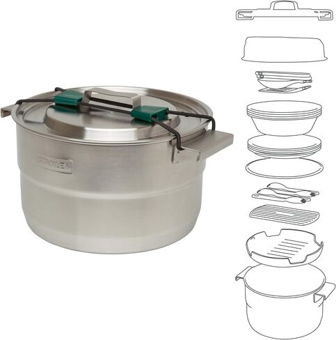 Stanley Adventure Full Kitchen Basecamp Camping Cook Set - 11 Piece, Pot With Vented Lid - Cookware for Backpacking, Hiking and Camping in Saudi Arabia