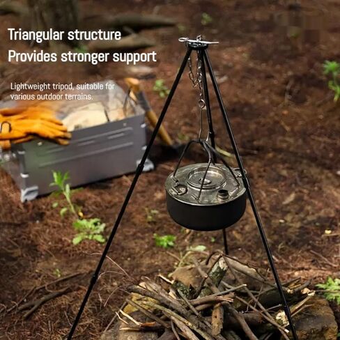 Campfire Tripod,Campfire Cooking Equipment,Dutch Oven Accessories,Silver in Saudi Arabia