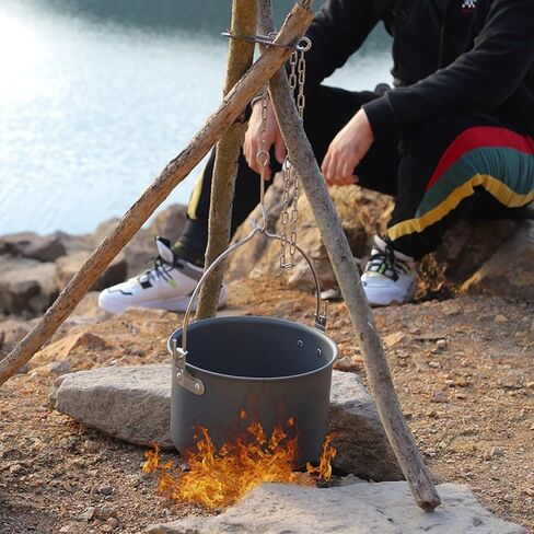 Campfire Tripod,Campfire Cooking Equipment,Dutch Oven Accessories,Silver in Saudi Arabia