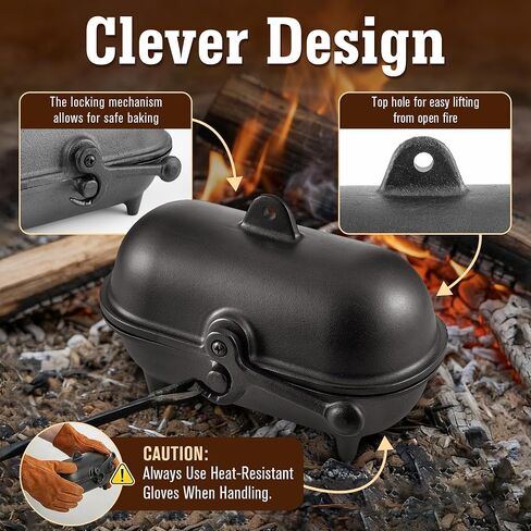 Enhon Cast Iron Baked Potato Cooker Latch, Cast Iron Potato Roaster for Wood Burners, Multifuel Stoves and Open Fires, Campsite Cooker for Flavorful Potatoes, Uniform Heating in Saudi Arabia