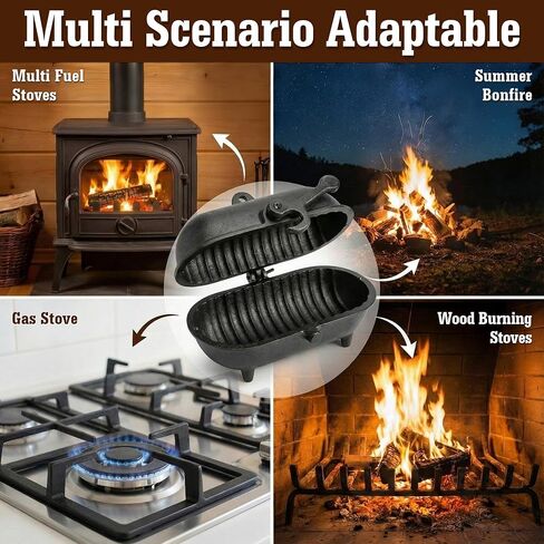 Enhon Cast Iron Baked Potato Cooker Latch, Cast Iron Potato Roaster for Wood Burners, Multifuel Stoves and Open Fires, Campsite Cooker for Flavorful Potatoes, Uniform Heating in Saudi Arabia