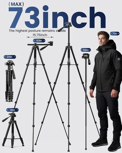 CAMBOFOTO 73" Camera Tripod and Monopod with Horizontal Central Axis in Saudi Arabia