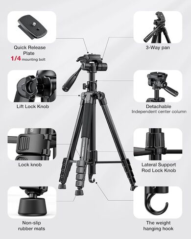 CAMBOFOTO 73" Camera Tripod and Monopod with Horizontal Central Axis in Saudi Arabia