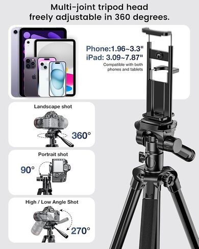CAMBOFOTO 73" Camera Tripod and Monopod with Horizontal Central Axis in Saudi Arabia