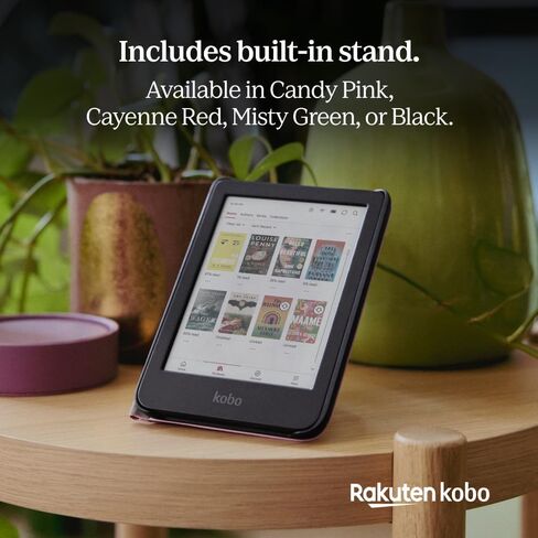 Kobo Clara Colour Black eReader & Cayenne Red SleepCover Bundle | 6" Glare-Free Colour E Ink Kaleido 3 Display | Dark Mode Option | Waterproof | Built-in-2-Way Stand Cover in Saudi Arabia