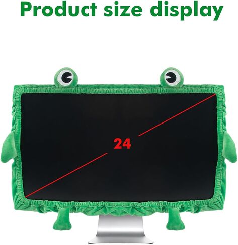 Frog Monitor Cover, 23–27 Inch Cute Green Computer Screen Bezel Cover, Stretch Polyester with Elastic Band, Easy Install Desk Decor for Home Office, 1-Pack in Saudi Arabia