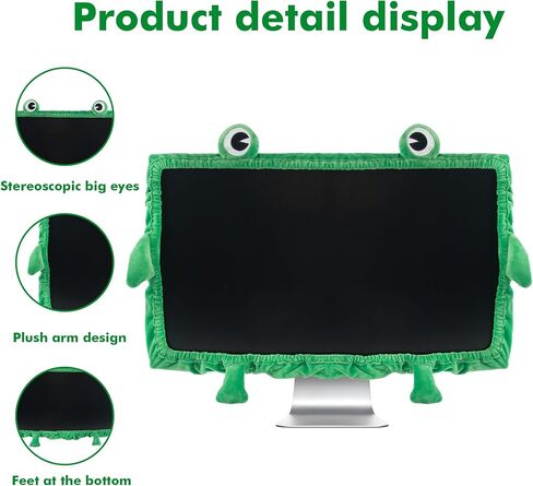 Frog Monitor Cover, 23–27 Inch Cute Green Computer Screen Bezel Cover, Stretch Polyester with Elastic Band, Easy Install Desk Decor for Home Office, 1-Pack in Saudi Arabia