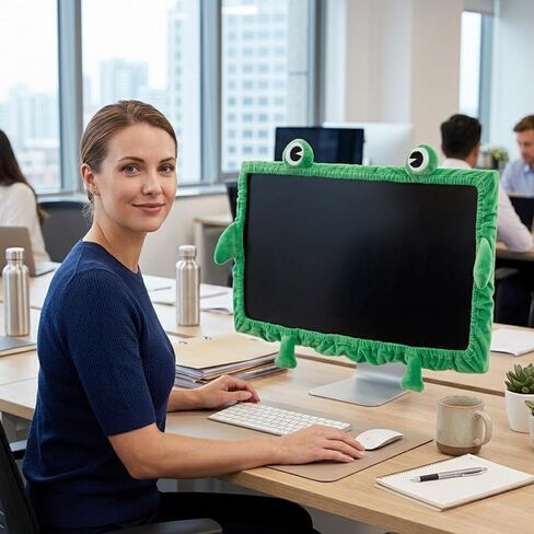 Frog Monitor Cover, 23–27 Inch Cute Green Computer Screen Bezel Cover, Stretch Polyester with Elastic Band, Easy Install Desk Decor for Home Office, 1-Pack in Saudi Arabia