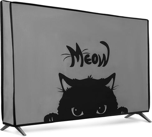 kwmobile Indoor 32" TV Cover – Television Dust Cover Screen Protector – TV Screen Dust Protection – Synthetic Fabric White/Black in Kuwait