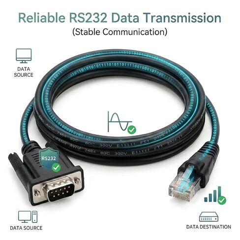 DB9 Male to RJ50 10P10C RS232 Serial Cable 1.8m UL2464 POS Cash Register Communication Cable for Seavision SeaPOS Systems & Industrial Devices in Saudi Arabia
