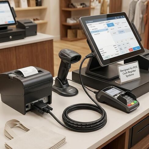 DB9 Male to RJ50 10P10C RS232 Serial Cable 1.8m UL2464 POS Cash Register Communication Cable for Seavision SeaPOS Systems & Industrial Devices in Saudi Arabia