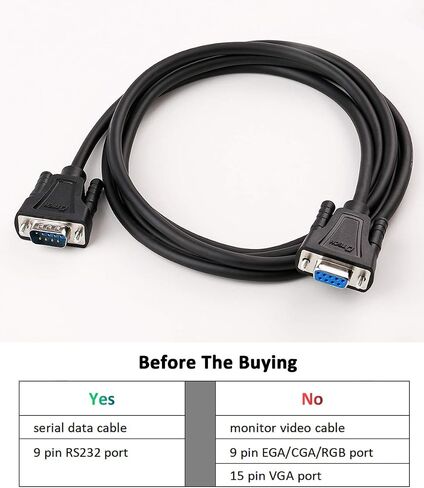 DTECH 5ft RS232 Null Modem Cable Serial DB9 Male to Female Extension Cord Simple Cross TX RX Line 2 Pin Crossed for Computer Switch Router Laptop Data Communication (5 Feet, Black) in Saudi Arabia