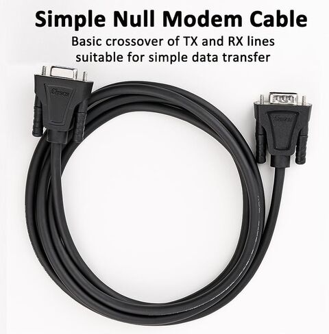 DTECH 5ft RS232 Null Modem Cable Serial DB9 Male to Female Extension Cord Simple Cross TX RX Line 2 Pin Crossed for Computer Switch Router Laptop Data Communication (5 Feet, Black) in Saudi Arabia