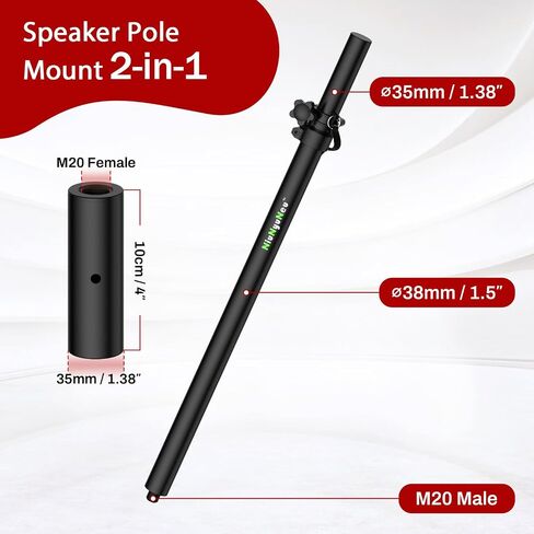 Set of 2 Subwoofer Speaker Poles 34"-52" Fit M20 or 35mm Mount in Saudi Arabia
