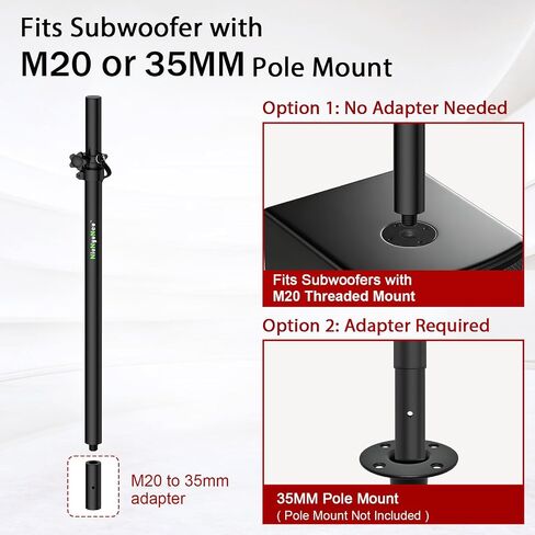 Set of 2 Subwoofer Speaker Poles 34"-52" Fit M20 or 35mm Mount in Saudi Arabia