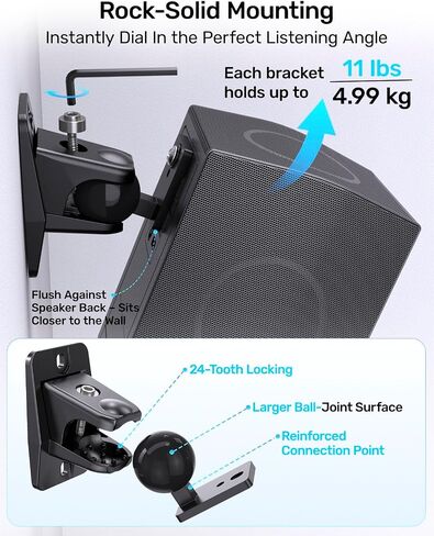 Universal Wall Mount Bracket for Satellite Surround Sound Speakers, 2-Pack in Saudi Arabia