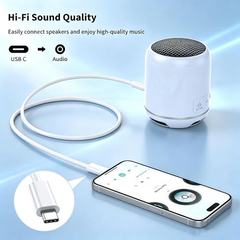 كابل USB C إلى 3.5 مم صوت Aux Jack، سلك Aux لهاتف iPhone 16، كابل سيارة من النوع C إلى 3.5 مم Aux سماعة رأس ستيريو لهواتف iPhone 17/17 Pro وSamsung Galaxy S25 وأجهزة iOS وAndroid الأخرى أبيض 3.3 قدم in Saudi Arabia
