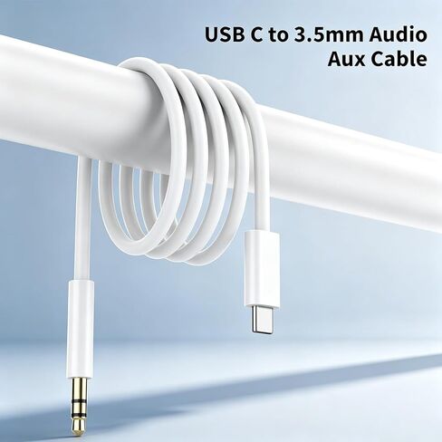 كابل USB C إلى 3.5 مم صوت Aux Jack، سلك Aux لهاتف iPhone 16، كابل سيارة من النوع C إلى 3.5 مم Aux سماعة رأس ستيريو لهواتف iPhone 17/17 Pro وSamsung Galaxy S25 وأجهزة iOS وAndroid الأخرى أبيض 3.3 قدم in Saudi Arabia