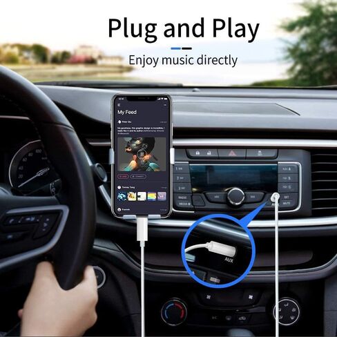 كابل USB C إلى 3.5 مم صوت Aux Jack، سلك Aux لهاتف iPhone 16، كابل سيارة من النوع C إلى 3.5 مم Aux سماعة رأس ستيريو لهواتف iPhone 17/17 Pro وSamsung Galaxy S25 وأجهزة iOS وAndroid الأخرى أبيض 3.3 قدم in Saudi Arabia