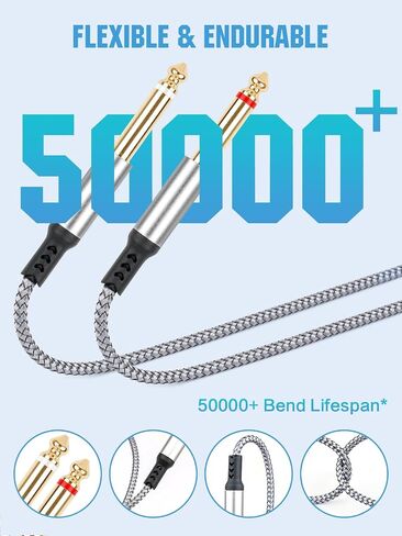 2 Pack 1/8 to 1/4 Stereo Cable 3.5mm TRS to Dual 6.35mm Audio Cord Adapter in Saudi Arabia