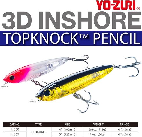 YO-Zuri Salt Lure 3D Inshore Top Knock Pencil 125mm Color: Bone Silver in Saudi Arabia