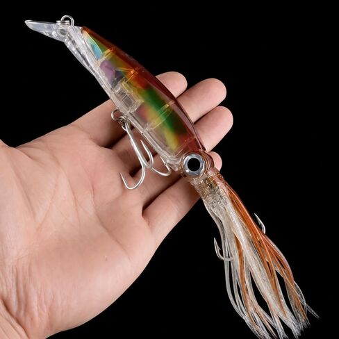 1pc Hard Octopus Fishing Lure with 3D Eyes 5.51in 1.28oz Plastic Squid Jig Wobbler for Saltwater Casting Trolling in Saudi Arabia