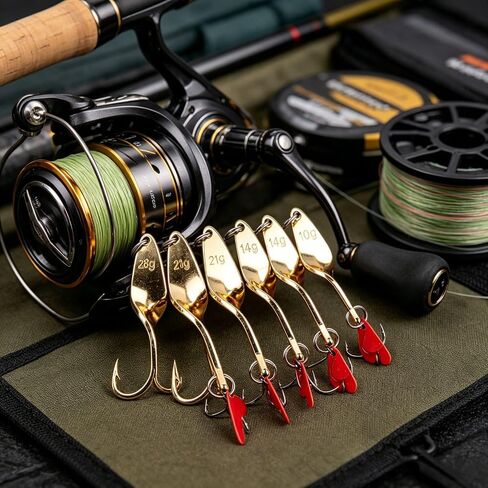 Twisted Spoon Fishing Lure,10g/14g/21g/28g Metal Spinner Bait with Treble Hook,Hard Bait for Freshwater Saltwater Bass Trout Salmon Fishing in Saudi Arabia