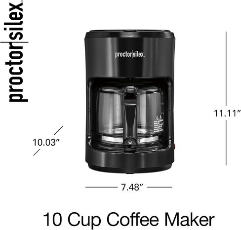 Proctor Silex 10-Cup Coffee Maker, Works with Smart Plugs That Are Compatible with Alexa, Auto Pause and Serve, Black (48351PS) in Saudi Arabia