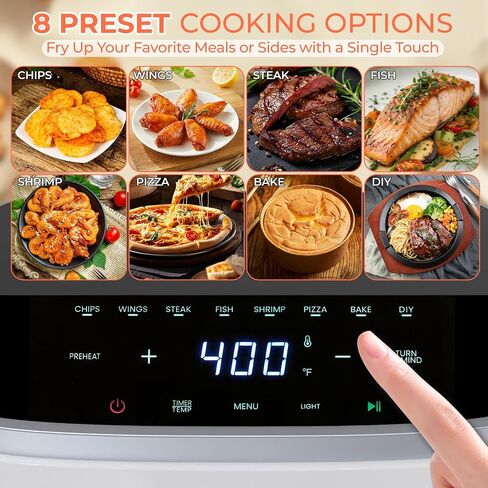 NEWBULIG Air Fryer，4QT Small AirFryer with Easy View Window and Interior Light, Digital Touchscreen with 8 Presets for Custom Cooking, Nonstick and Dishwasher Safe Basket, White in Saudi Arabia