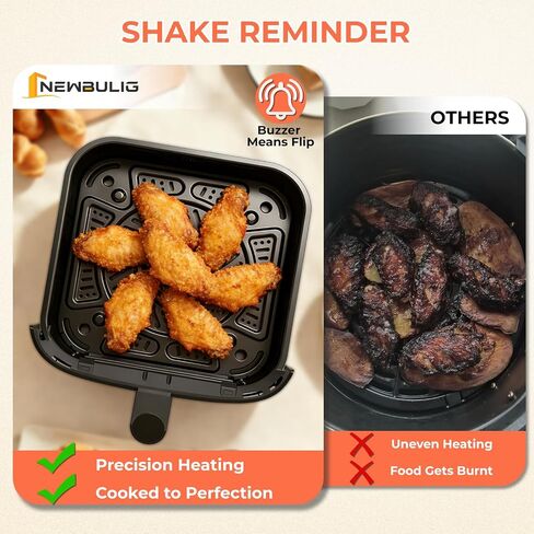 NEWBULIG Air Fryer，4QT Small AirFryer with Easy View Window and Interior Light, Digital Touchscreen with 8 Presets for Custom Cooking, Nonstick and Dishwasher Safe Basket, White in Saudi Arabia