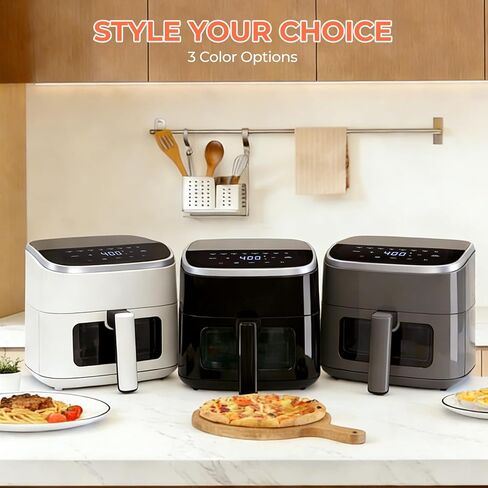 NEWBULIG Air Fryer，4QT Small AirFryer with Easy View Window and Interior Light, Digital Touchscreen with 8 Presets for Custom Cooking, Nonstick and Dishwasher Safe Basket, White in Saudi Arabia