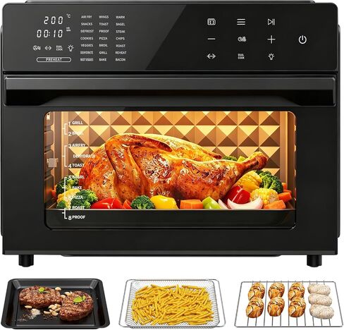 Air Fryer Toaster Oven Combo, 21-in-1 Countertop Convection, 32QT Extra Large Air Fryer with 360° Rotisserie & 4-Layer Cooking, Full Accessories in Saudi Arabia