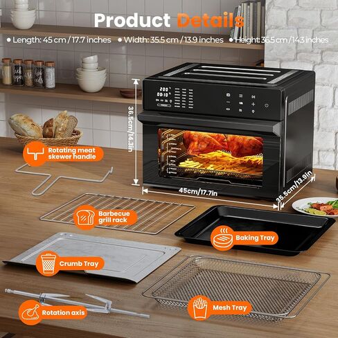 Air Fryer Toaster Oven Combo, 21-in-1 Countertop Convection, 32QT Extra Large Air Fryer with 360° Rotisserie & 4-Layer Cooking, Full Accessories in Saudi Arabia