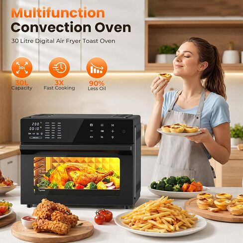 Air Fryer Toaster Oven Combo, 21-in-1 Countertop Convection, 32QT Extra Large Air Fryer with 360° Rotisserie & 4-Layer Cooking, Full Accessories in Saudi Arabia