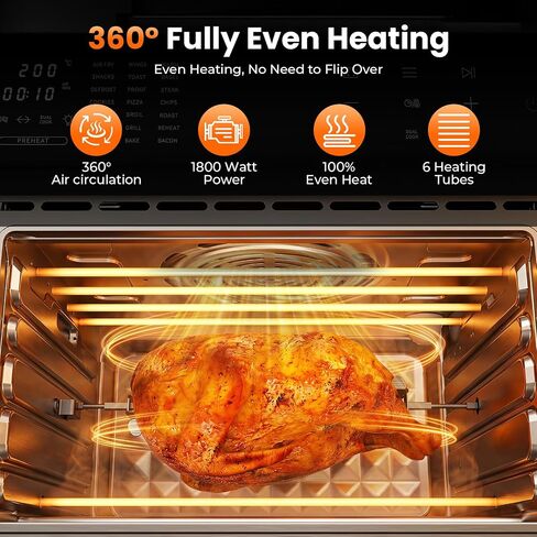 Air Fryer Toaster Oven Combo, 21-in-1 Countertop Convection, 32QT Extra Large Air Fryer with 360° Rotisserie & 4-Layer Cooking, Full Accessories in Saudi Arabia