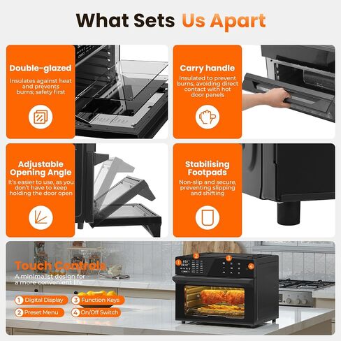Air Fryer Toaster Oven Combo, 21-in-1 Countertop Convection, 32QT Extra Large Air Fryer with 360° Rotisserie & 4-Layer Cooking, Full Accessories in Saudi Arabia