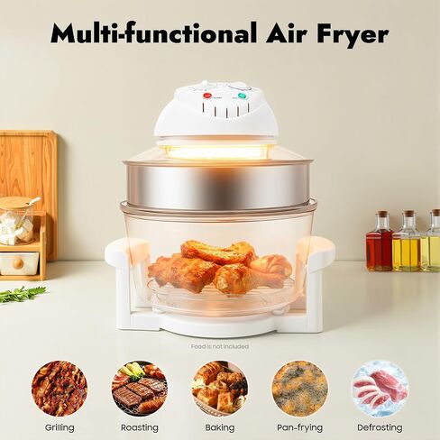 Air Fryer, 17L/17.96Qt, 360° Viewable, Infrared Convection Oven, Halogen Oven Countertop,Adjustable Temperature 32℉-482℉, Timer for Home Kitchen Family Gatherings in Saudi Arabia