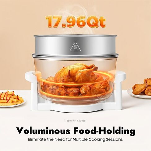 Air Fryer, 17L/17.96Qt, 360° Viewable, Infrared Convection Oven, Halogen Oven Countertop,Adjustable Temperature 32℉-482℉, Timer for Home Kitchen Family Gatherings in Saudi Arabia